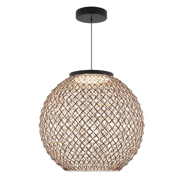 Artika Benson Suspension DEL Intégrée Exotique, Noir et Rotin