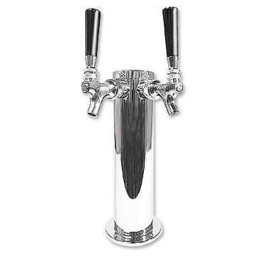 KegWorks Double Tap Draft Beer Tower, Stainless Steel, 3" D