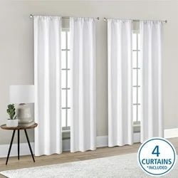 Mainstays 4 of a Kind Blackout Window Curtains Panels, Set of 4, White, 28" W x 84" L