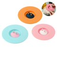 thumbnail image 3 of Cup Cover 3PCS Orange Pink Blue Cup Lid Set Cute Kitty Ears Design Cup Cover with Spoon Clip Silicone High and Low Temperature Resistant Water Cup Lid, 3 of 7