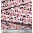 thumbnail image 2 of Soimoi Japan Crepe Satin Fabric Geometric & Dogs Patchwork Printed Fabric 1 Yard 42 Inch Wide, 2 of 3