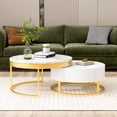 thumbnail image 2 of Noble House 31.5'' Round Nesting Coffee Table with Drawers, White, 2 of 13