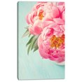 thumbnail image 2 of Peony Flowers on Blue Background - Floral Canvas Art Print, 2 of 4