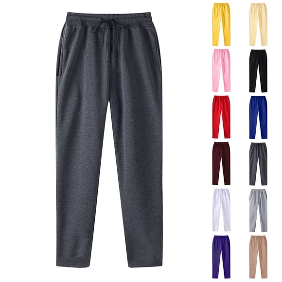 LIBRCLO Mens Sweatpants Open Bottom,Baggy Jogger Pants with Pocket,Dark Grey Sweatpants Men