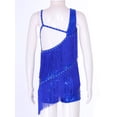 thumbnail image 4 of Mufeng Vêtements de Danse Latine Rumba pour Grandes Filles Justaucorps de Jazz Moderne Compétition Samba Tango Robe de Danse à Franges Bleu Royal 10, 4 of 7