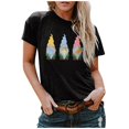 thumbnail image 1 of T-shirts d'Entraînement d'Été Grande Taille pour Femmes Pâques Col Rond Imprimé Nain T-shirt Haut Manches Courtes Décontracté Ample Blouse Col en V T-shirt Femmes en Liquidation, 1 of 4