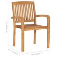 thumbnail image 4 of vidaXL Stacking Garden Chairs with Cushions 6 pcs Solid Teak Wood, 4 of 5