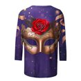 thumbnail image 5 of Penkiiy Blouse Carnaval Manches 3/4 Chemise de Printemps Quotidienne Tee Imprimé Masque Blouse Mardi Gras Col Rond 2024 Tee Tunique Habillée 2TG Multicolore, 5 of 5