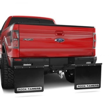 Rock Tamers RTA00108 2 in. Hub Mud Flap System with Stainless Steel Trim Plates, Matte Black
