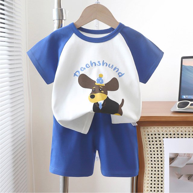 LSLJS Bébé Garçon d'Été Mignon Imprimé Col Rond Short à Manches Courtes Ensemble Vêtements d'Été Vêtements pour Enfants à la Mode 2024