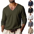 thumbnail image 1 of VBTAPA Mens Textured T Shirt Long Sleeve V Neck Pullover Tops Jacquard Knit Soft Comfy Fall Spring Tops Grey S, 1 of 7