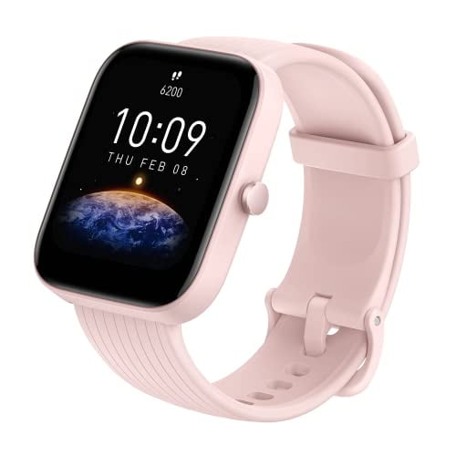 Amazfit Bip 3 Montre Intelligente pour Femmes, Traqueur de Santé et de Mise en Forme avec Écran Couleur Grand de 1,69 Pouces, Autonomie de 14 Jours, Plus de 60 Modes Sportifs, Moniteur d'Oxygène Sanguin et de Fréquence Cardiaque pour le Sommeil, 5 Guichets Automatique