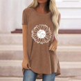 thumbnail image 4 of Pxiakgy Vente Chaude!! T-Shirt Graphique Tournesol Mignon à Manches Courtes Imprimé Vintage Mode Décontractée Col Rond Manches Courtes devant Dos Long T-Shirt Café TG, 4 of 4