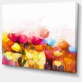 thumbnail image 2 of Yellow Pink Red Tulips on White - Large Floral Canvas Artwork, 2 of 4