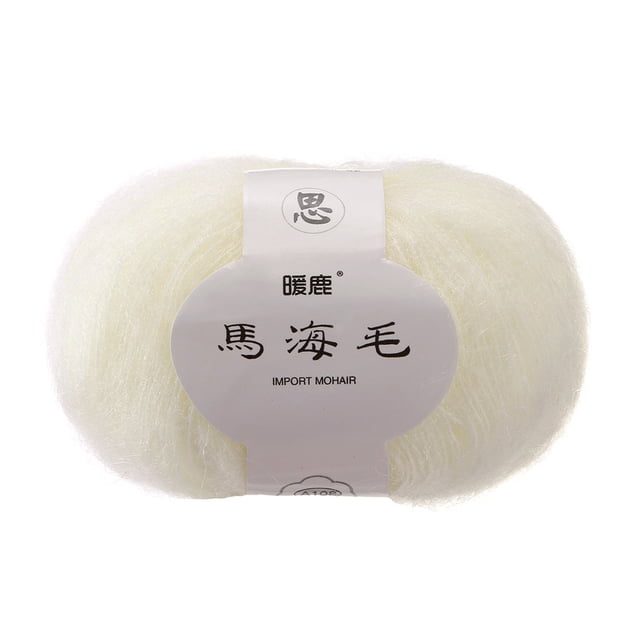 LSLJS Yarn for Crocheting Soft Knitting Yarn for Crafts, displayed as a single skein of soft mohair knitting wool in a light cream shade. Weighing 25.0g per skein, it is ideal for making scarves, shawls, sweaters, and other DIY projects. The label includes text in a foreign language and the phrase 'Import Mohair.'