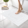 thumbnail image 1 of Canadian Linen Everest Bathmats, 2 Pack, 20"x30", Soft Absorbent Cotton Washable Lightweight Quick Dry Bathroom Tub Mats with Greek Key Design, White, 1 of 9
