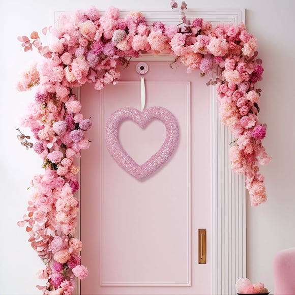 Guirlande de Cœurs pour Porte, Scène de Fête de la Saint-Valentin, Longueur 8 Pi, Cordons en Forme de Cœur, Déco Maison Romantique, pour Mariages, Demandes en Mariage, Déco d'Événement Bricolage, Bannière en Tissu, Hzhnb