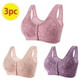 thumbnail image 2 of Lenpel Women's Plus Size Front Closure Bras 3 Pc No Underwire Printed Full Coverage Bralettes Comfortable Everyday Bras(Pink,X-Large), 2 of 6