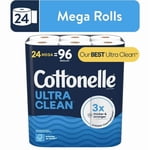 Cottonelle Ultra Clean Toilet Paper, 24 Mega Rolls