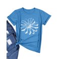 thumbnail image 1 of Nlife Women Sunflower Print Crew Neck Short Sleeves Top, 1 of 7