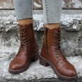 thumbnail image 4 of B91xZ Bottes Chelsea à Plateforme, Bottes de Combat Chelsea à Lacets, Marron 7.5, 4 of 5