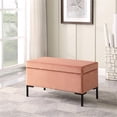 thumbnail image 2 of HomePop 17.5" Medium Modern Velvet Fabric Storage Bench with Metal Legs in Pink, 2 of 12