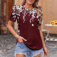 thumbnail image 2 of Pisexur Hauts pour Femmes, Hauts de Sortie pour Femmes & T-Shirt à Manches Courtes Col Rond Imprimé, Haut Ample, Hauts de Printemps pour Femmes Vin, 2TG, 2 of 6