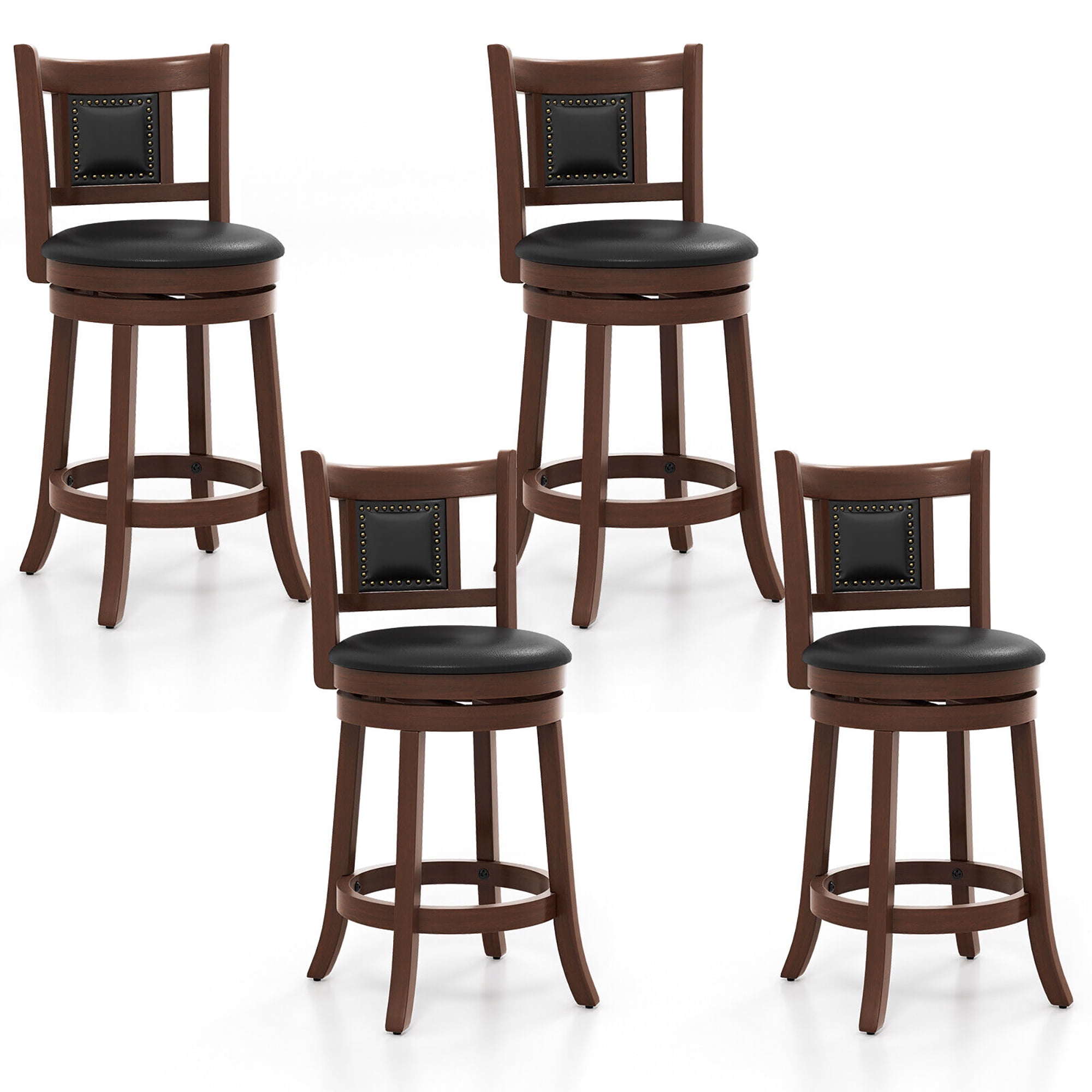 Gymax 25.5'' Swivel Bar Stool Set of 4 Counter Height Bar Stools Armless Chairs for Pub