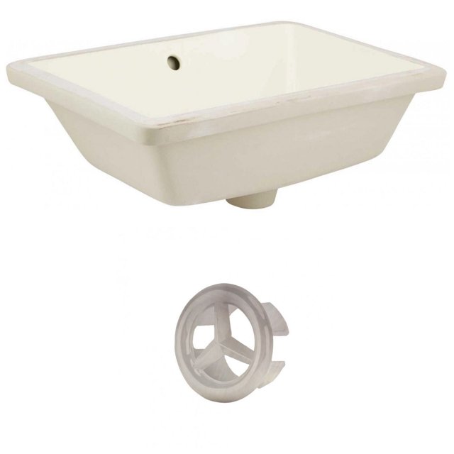 18.25-in. W Rectangle Bathroom Undermount Sink Set In Biscuit - Brushed Nickel Hardware AI-20440