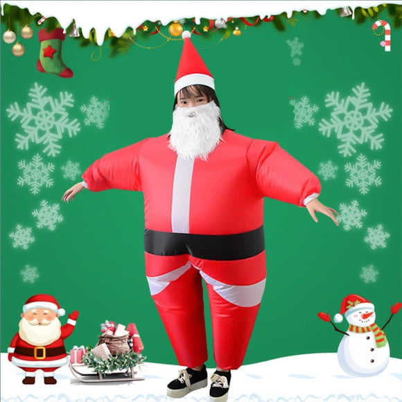 Inflatable Christmas Santa Claus Suit Decorations 50% off Clearance, Unisex Children Fancy Dress Costume, Christmas Party Funny Clothes With Beard Hat For Children (with Blower)Inflatable