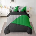 thumbnail image 2 of YST Patchwork Geometry 7 Piece Comforter Set Queen For Kids Teen Adults,Green Black Gray Bed In A Bag Geometric Triangle Bedding Comforter Sets Modern Abstract Bed Set Farmhouse Home Decor, 2 of 5