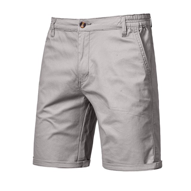 Yuzhih Summer Shorts for Men Slim Stretch Twill Flat Front Shorts Basic Solid Color Lounge Shorts with Pockets