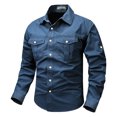 thumbnail image 1 of RXIRUCGD Cardigan Blouse Mode Décontractée pour Hommes Col Rabattu Poches Boutons, Bleu Foncé, Taille : m, 1 of 2