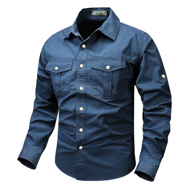 RXIRUCGD Cardigan Blouse Mode Décontractée pour Hommes Col Rabattu Poches Boutons, Bleu Foncé, Taille : m