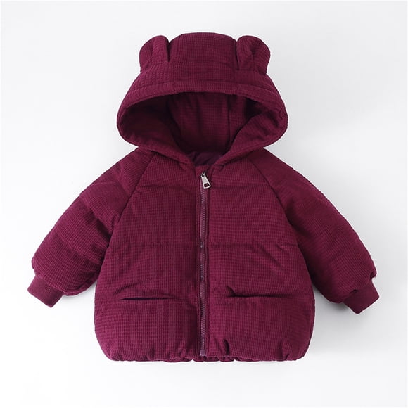 WENXIAOO Kids Winter Coat Baby Boys Puffer Coat Cute Bear Ear Hooded Jackets with Pockets Zipper Windproof Jacket Outwear for Baby Boys Child Puffer Jacket Baby Girl Winter Clothes 2-3 Years