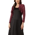 thumbnail image 1 of INSPIRE CHIC Boléro Court Ouvert en Dentelle Florale Transparente pour Femme TP Rouge Carmin, 1 of 6