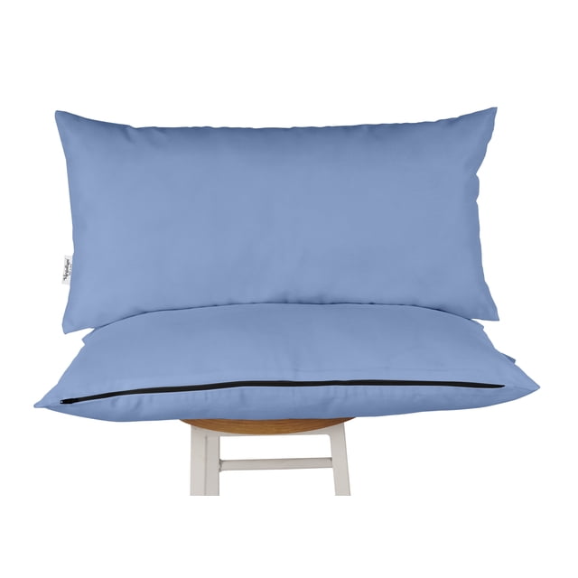 Vargottam Indoor/Outdoor Polyester Fabric Lumbar Pillow With Insert, All-Weather Waterproof Decorative Throw Pillow for Patio Furniture-Set of 2 - Purple