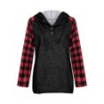 thumbnail image 3 of MAWCLOS Ladies Hoodies Button Dwon Pullover Drawstring Sweatshirt Casual Kangaroo Pocket Long Sleeve Hooded Tops Black Red M, 3 of 3