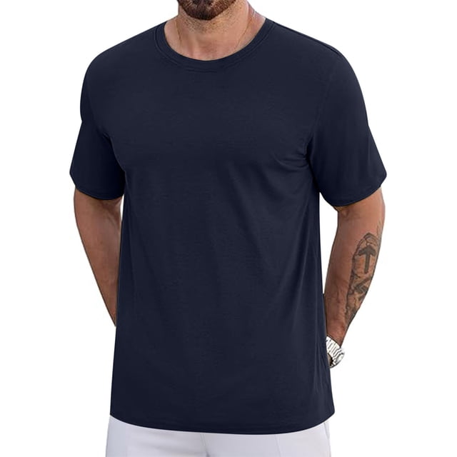 Gspmoly Mens Sweatshirt, Men'S Short Sleeved T-Shirt Men'S Casual Solid Color Net Version Round Neck Short Sleeved Light Version Short Sleeved Round Neck Top/Shirt Going Out Tops up to 65% Off