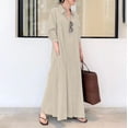 thumbnail image 1 of Bramtres Robes Maxi, Robes de Vacances, Robe Chemise Longue Décontractée pour Femme en Coton et Lin à Boutons avec Poches, Longues Robes, Robe à Manches Longues, Robes Modestes, une Robe, TTG, 1 of 4