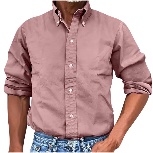 AherBiu Chemises à Manches Longues pour Hommes, Col à Revers, Ajustée, Décontractée, Plage, Voyage, Fête