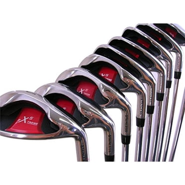 Extreme X5 Wide Sole iBRID Iron Set Senior Men's Complete 8-Piece Iron Set (4-SW) Right Handed Senior Flex A Flex Club with Premium Men's Arthritic Grip