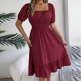 thumbnail image 3 of HomeGardon Liquidation de Robes d'Été! Robes pour Femmes 2025, Robe d'Été Décontractée pour Femme à Manches Courtes, Taille Cintrée, Couleur Unie, P-TG, 3 of 9