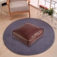 thumbnail image 1 of Housse de Pouf en Faux Cuir, Repose-Pieds Non Rembourré Résistant à l'Eau pour Rangement, 15.7"x15.7"x5.9", Coussin de Sol Durable de Style Marocain, Usage Intérieur Extérieur, Cuir Brun, 1 of 7