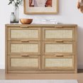 thumbnail image 1 of OAKHAM Commode 6 Tiroirs, Grand Commode en Rotin pour Chambre à Coucher Salon, Chêne Vieilli, 1 of 10