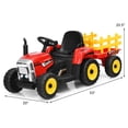 thumbnail image 2 of Costway 12V Kids Ride On Tractor with Trailer Ground Loader w/ RC & Lights Red, 2 of 10