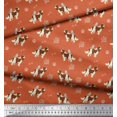 thumbnail image 2 of Soimoi Orange Rayon Fabric Bird,Paw & Cocker Spaniel Dog Printed Craft Fabric by the Yard 56 Inch Wide, 2 of 3