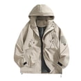 thumbnail image 1 of KIHOUT Men's Waterproof Shell Jacket Windbreaker Hooded Solid Color Rain Coat for Outdoor Hiking Climbing Traveling, 1 of 9