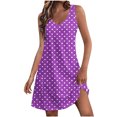 thumbnail image 2 of Ovzne Robes pour Femmes Robe d'Été Mode d'Été pour Femmes Imprimé à Pois Poche Sans Manches Robe à Col en V Grande Taille Robe Maxi Imprimée Liquidation, 2 of 6