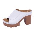 thumbnail image 2 of Jovati Pantoufles à Bout Ouvert pour Femmes Printemps Été, Talon Bloc Épais, Tige en PU, Bout Ouvert, Conception Respirante Perforée, Tenue Décontractée d'Extérieur, 2 of 10